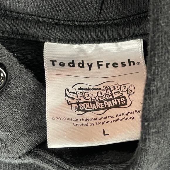 Teddy Fresh SpongeBob Hoodie Mens Large Black 2020 Embroidered Nickelodeon - Picture 13 of 13